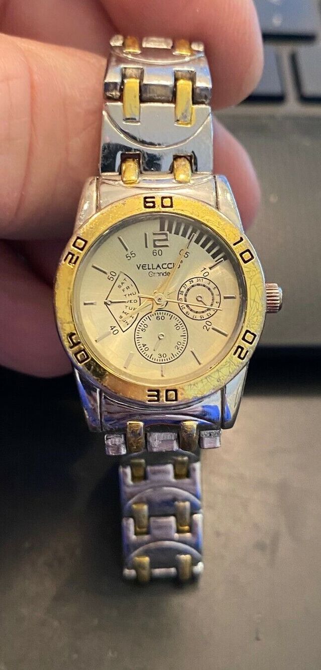 Women's Vellaccio Grande Watch, Two Tone Link Band, Gold Tone Bezel and Face